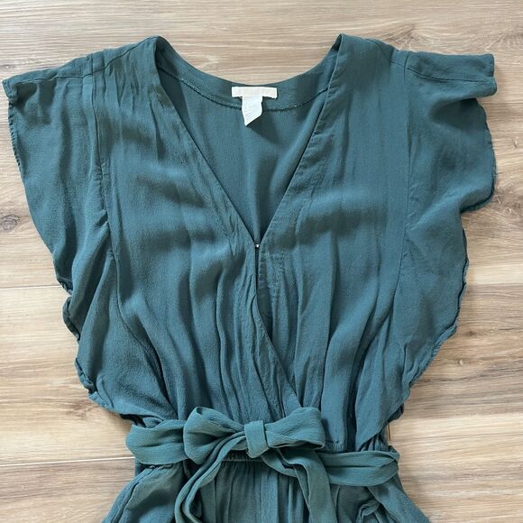 Womens GORGEOUS Fall Outfit Green Shorts Romper by H&M sz 8 - Picture 3 of 7